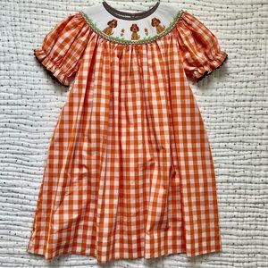 Castles & Crowns Orange Check Smocked Dog Dress